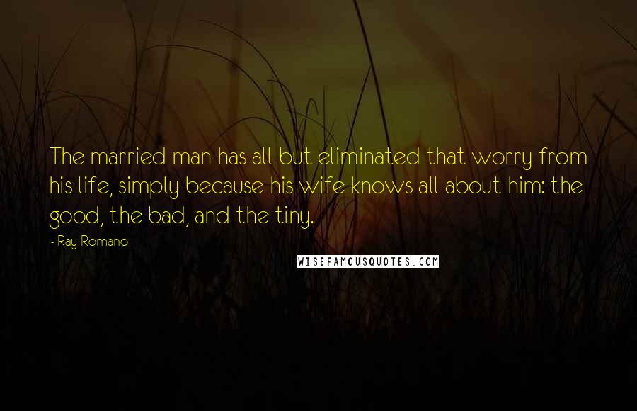 Ray Romano Quotes: The married man has all but eliminated that worry from his life, simply because his wife knows all about him: the good, the bad, and the tiny.