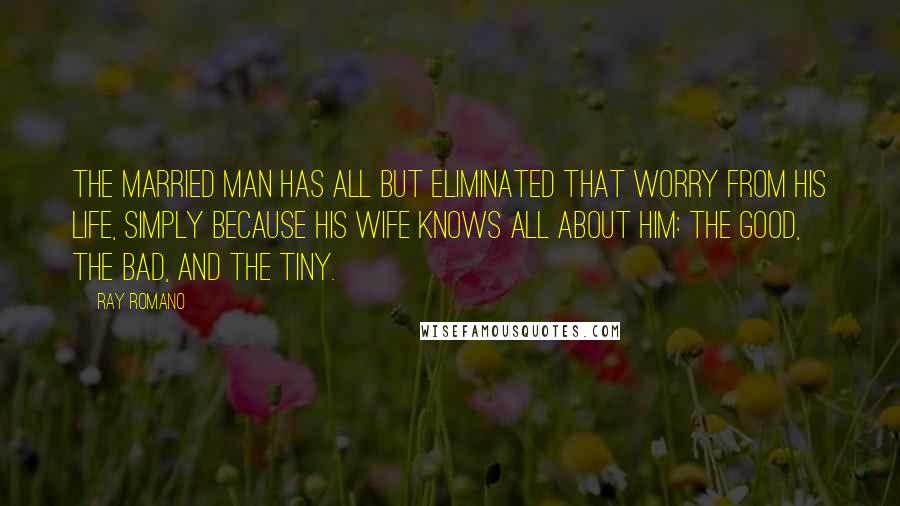 Ray Romano Quotes: The married man has all but eliminated that worry from his life, simply because his wife knows all about him: the good, the bad, and the tiny.