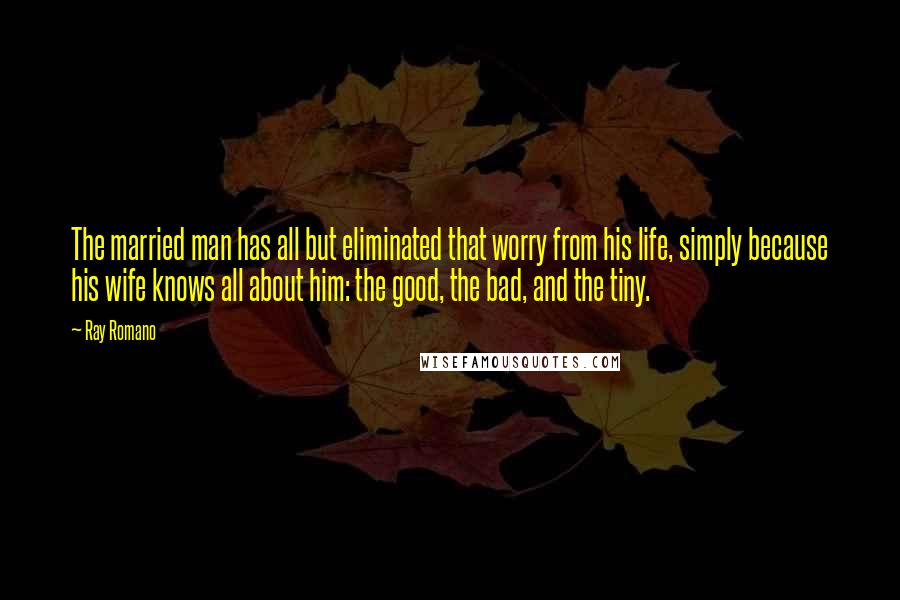 Ray Romano Quotes: The married man has all but eliminated that worry from his life, simply because his wife knows all about him: the good, the bad, and the tiny.