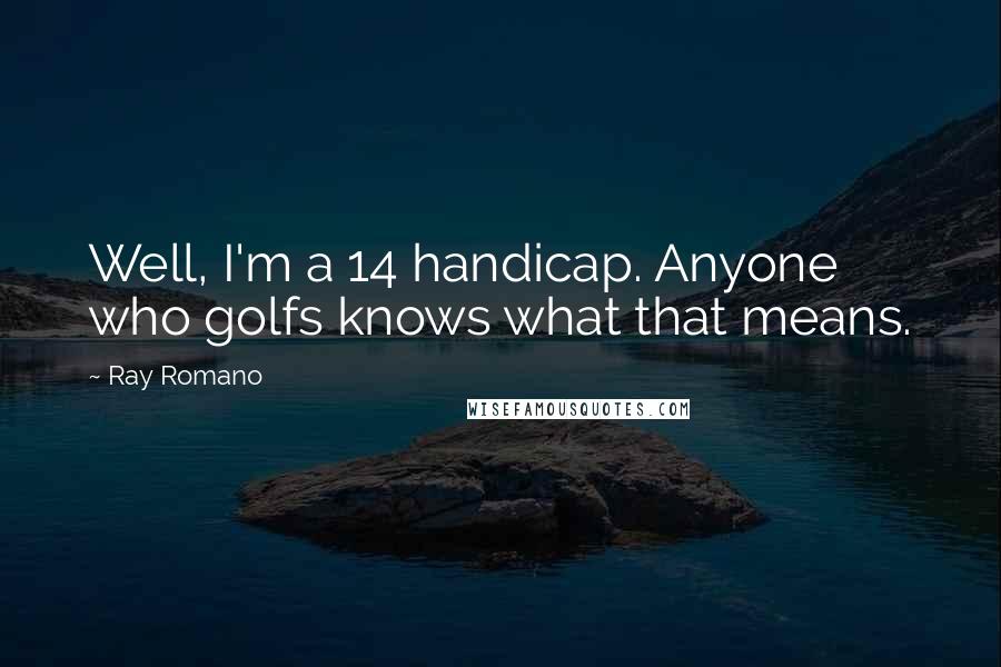 Ray Romano Quotes: Well, I'm a 14 handicap. Anyone who golfs knows what that means.