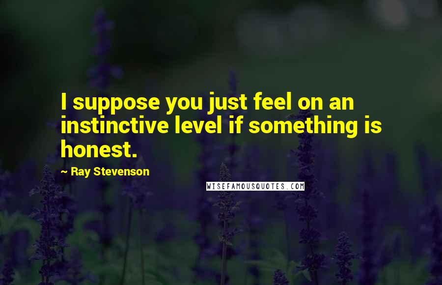 Ray Stevenson Quotes: I suppose you just feel on an instinctive level if something is honest.
