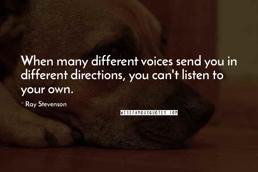 Ray Stevenson Quotes: When many different voices send you in different directions, you can't listen to your own.