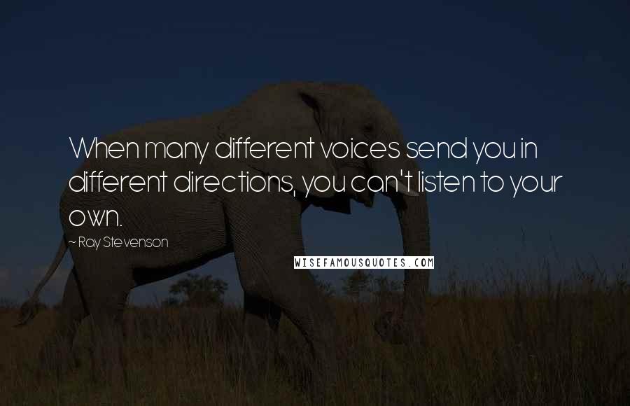 Ray Stevenson Quotes: When many different voices send you in different directions, you can't listen to your own.