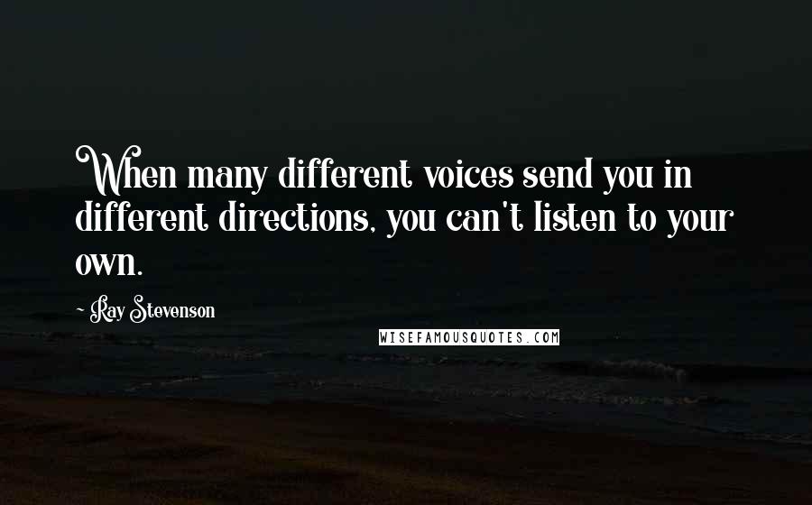 Ray Stevenson Quotes: When many different voices send you in different directions, you can't listen to your own.