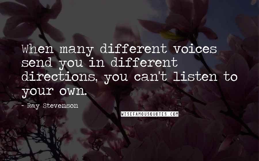 Ray Stevenson Quotes: When many different voices send you in different directions, you can't listen to your own.