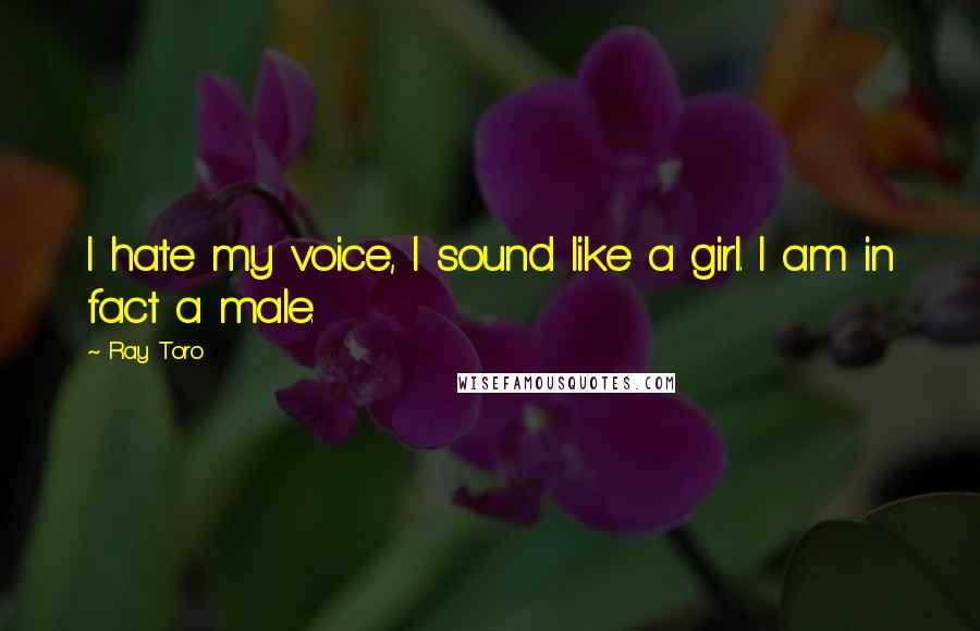 Ray Toro Quotes: I hate my voice, I sound like a girl. I am in fact a male.