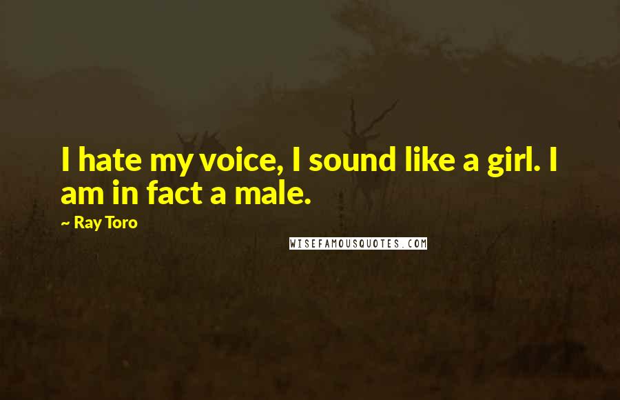 Ray Toro Quotes: I hate my voice, I sound like a girl. I am in fact a male.