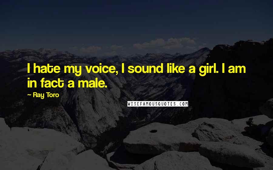 Ray Toro Quotes: I hate my voice, I sound like a girl. I am in fact a male.