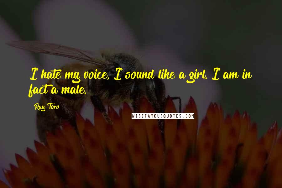 Ray Toro Quotes: I hate my voice, I sound like a girl. I am in fact a male.