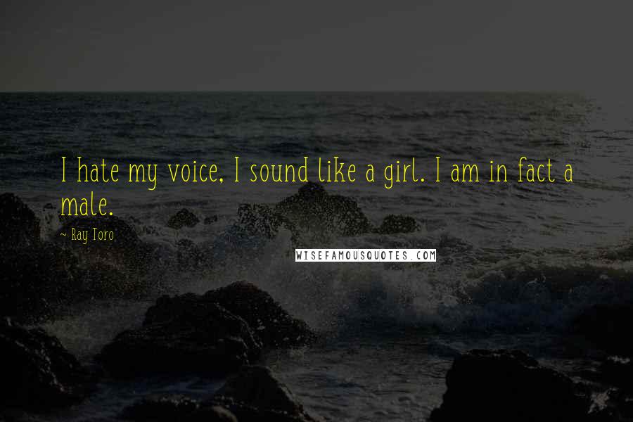 Ray Toro Quotes: I hate my voice, I sound like a girl. I am in fact a male.