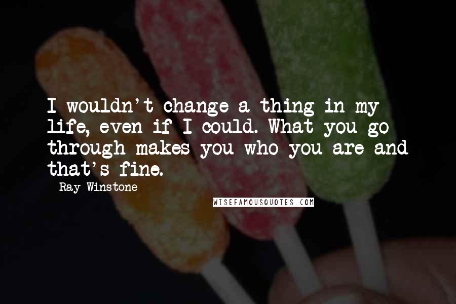 Ray Winstone Quotes: I wouldn't change a thing in my life, even if I could. What you go through makes you who you are and that's fine.