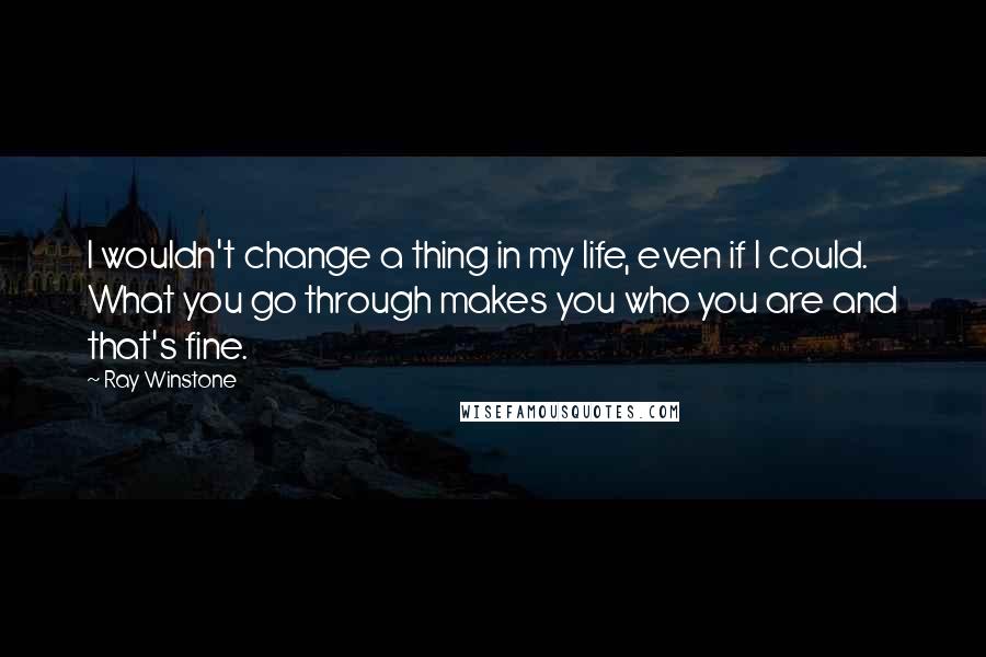 Ray Winstone Quotes: I wouldn't change a thing in my life, even if I could. What you go through makes you who you are and that's fine.