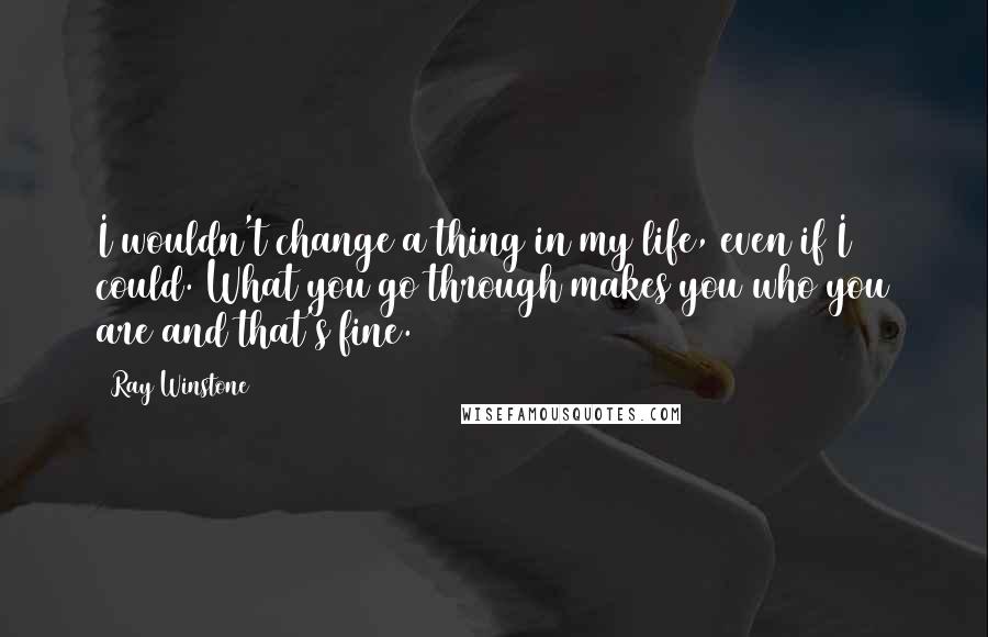 Ray Winstone Quotes: I wouldn't change a thing in my life, even if I could. What you go through makes you who you are and that's fine.