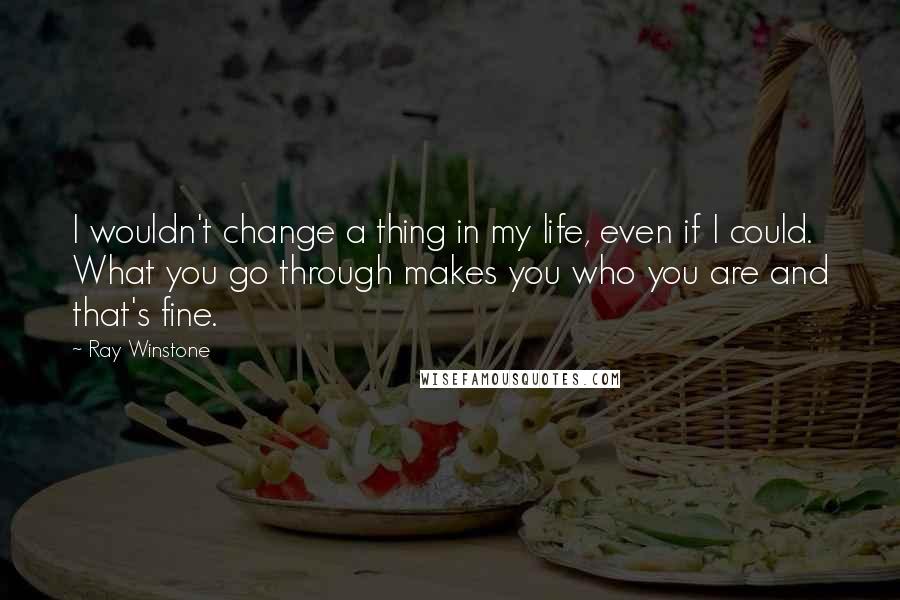 Ray Winstone Quotes: I wouldn't change a thing in my life, even if I could. What you go through makes you who you are and that's fine.