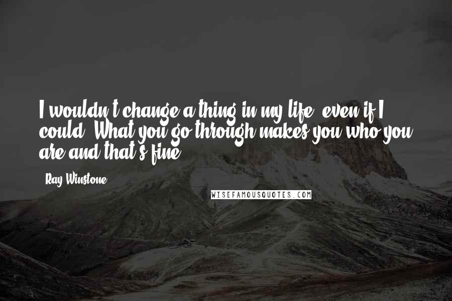 Ray Winstone Quotes: I wouldn't change a thing in my life, even if I could. What you go through makes you who you are and that's fine.