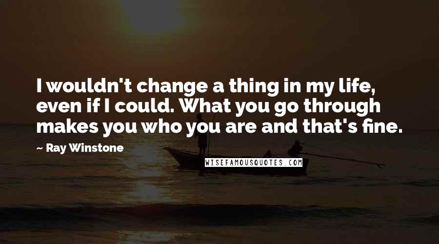 Ray Winstone Quotes: I wouldn't change a thing in my life, even if I could. What you go through makes you who you are and that's fine.