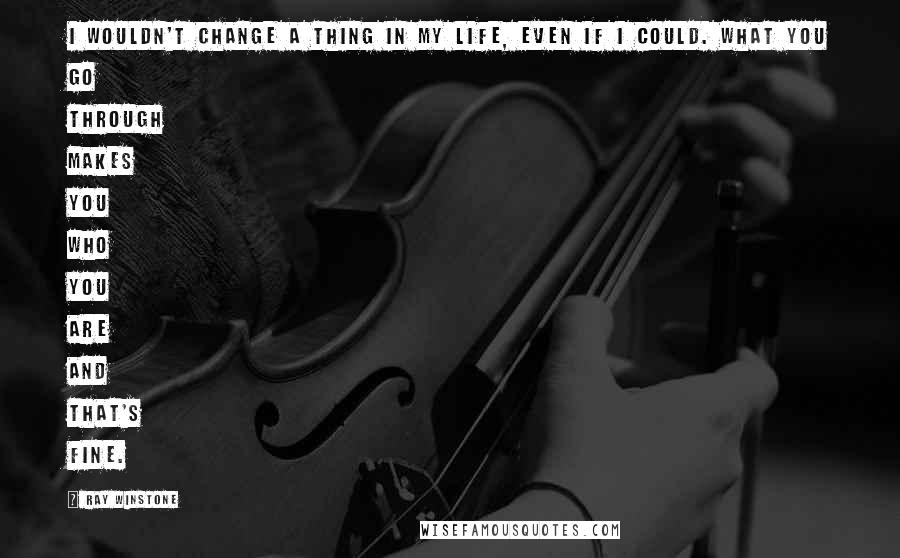 Ray Winstone Quotes: I wouldn't change a thing in my life, even if I could. What you go through makes you who you are and that's fine.