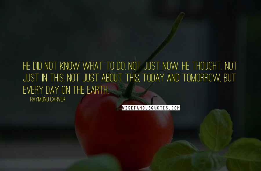 Raymond Carver Quotes: He did not know what to do. Not just now, he thought, not just in this, not just about this, today and tomorrow, but every day on the earth.