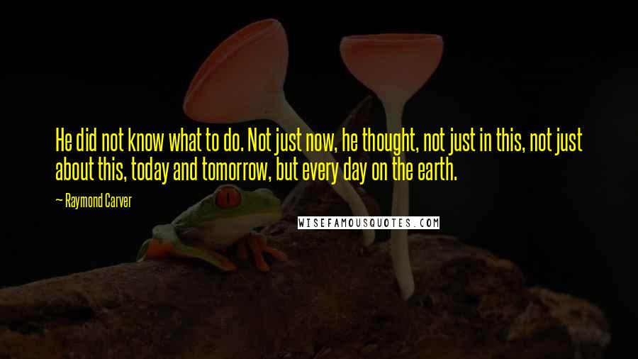 Raymond Carver Quotes: He did not know what to do. Not just now, he thought, not just in this, not just about this, today and tomorrow, but every day on the earth.