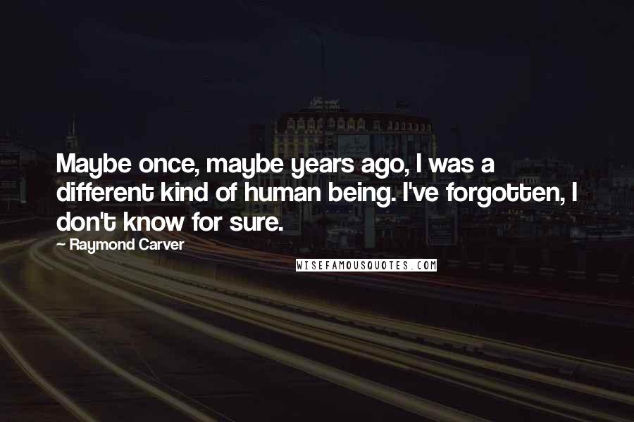 Raymond Carver Quotes: Maybe once, maybe years ago, I was a different kind of human being. I've forgotten, I don't know for sure.