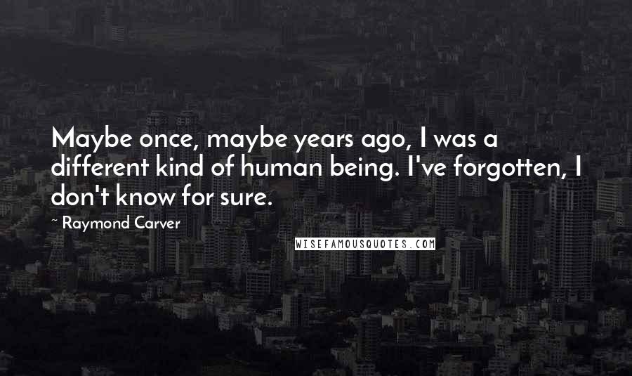 Raymond Carver Quotes: Maybe once, maybe years ago, I was a different kind of human being. I've forgotten, I don't know for sure.