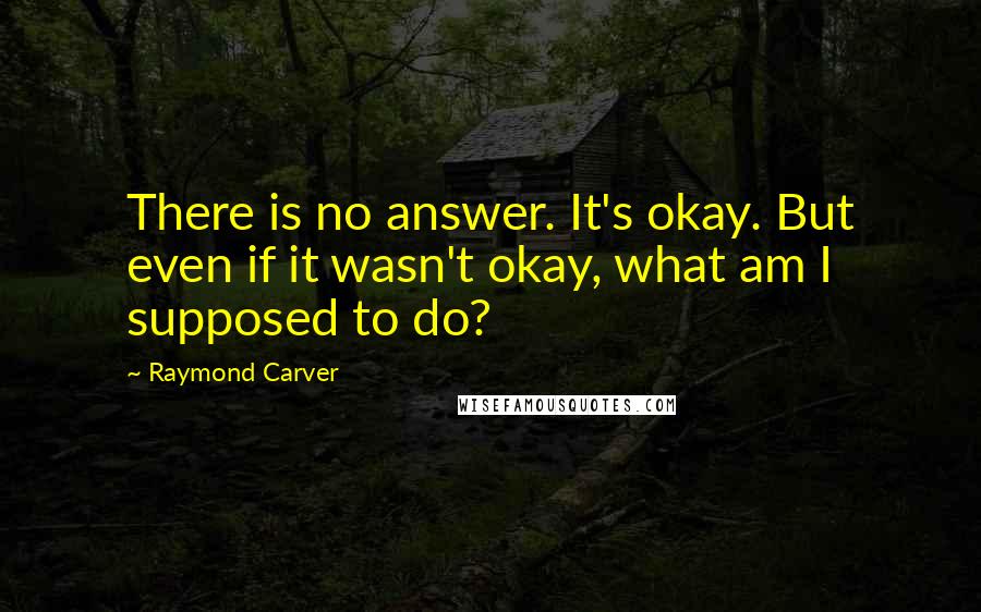 Raymond Carver Quotes: There is no answer. It's okay. But even if it wasn't okay, what am I supposed to do?