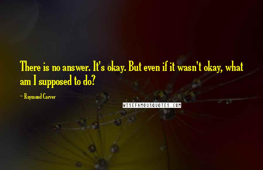 Raymond Carver Quotes: There is no answer. It's okay. But even if it wasn't okay, what am I supposed to do?