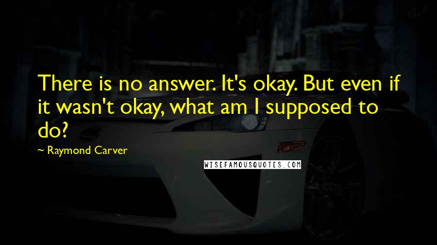 Raymond Carver Quotes: There is no answer. It's okay. But even if it wasn't okay, what am I supposed to do?