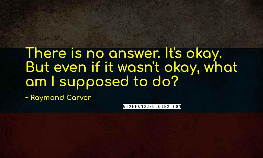 Raymond Carver Quotes: There is no answer. It's okay. But even if it wasn't okay, what am I supposed to do?