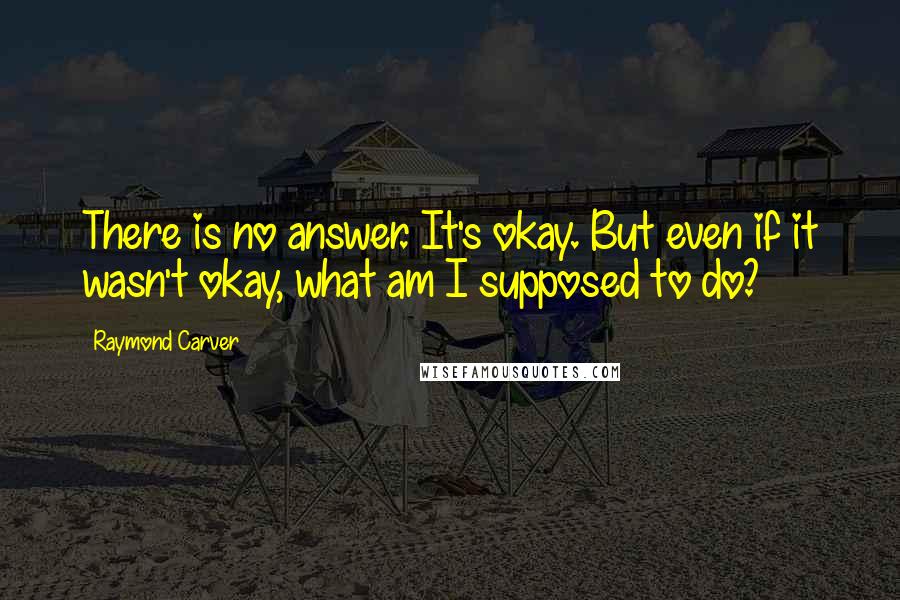 Raymond Carver Quotes: There is no answer. It's okay. But even if it wasn't okay, what am I supposed to do?