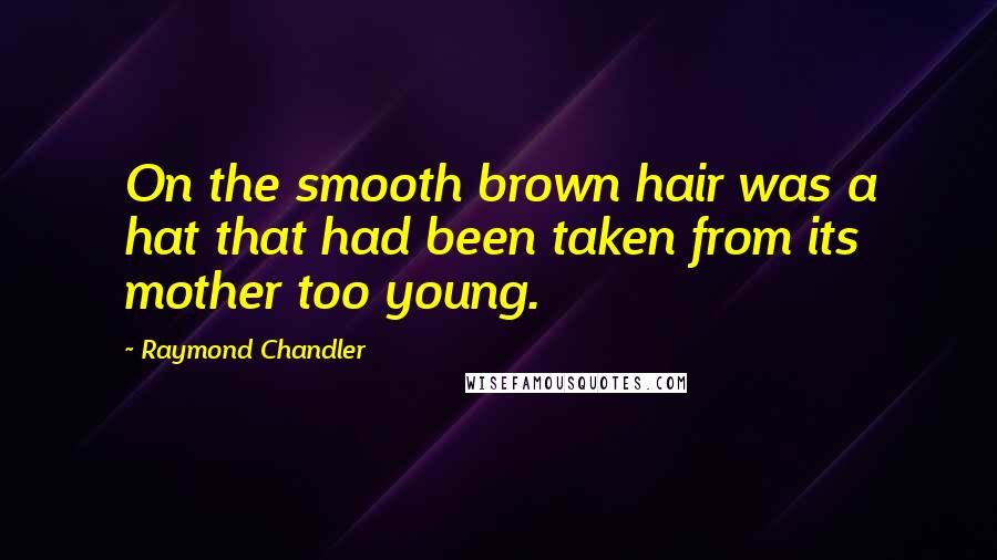 Raymond Chandler Quotes: On the smooth brown hair was a hat that had been taken from its mother too young.