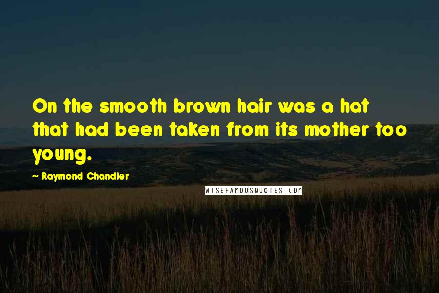 Raymond Chandler Quotes: On the smooth brown hair was a hat that had been taken from its mother too young.