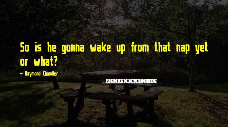 Raymond Chandler Quotes: So is he gonna wake up from that nap yet or what?