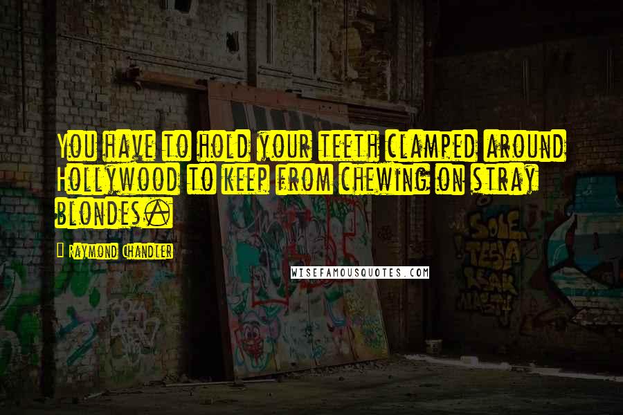 Raymond Chandler Quotes: You have to hold your teeth clamped around Hollywood to keep from chewing on stray blondes.