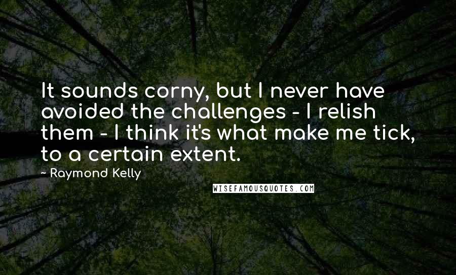 Raymond Kelly Quotes: It sounds corny, but I never have avoided the challenges - I relish them - I think it's what make me tick, to a certain extent.