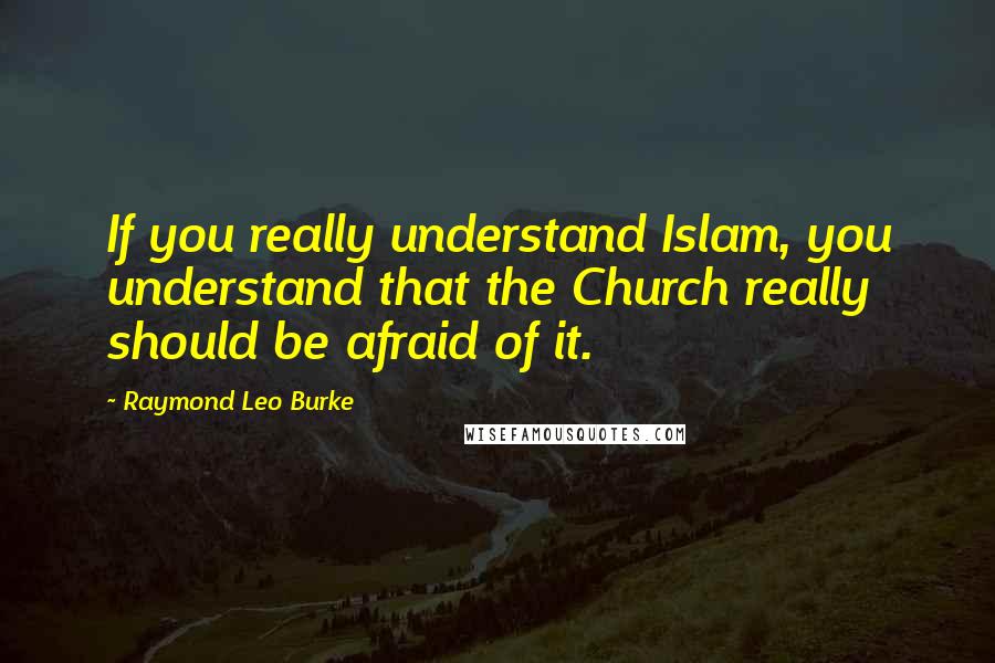Raymond Leo Burke Quotes: If you really understand Islam, you understand that the Church really should be afraid of it.