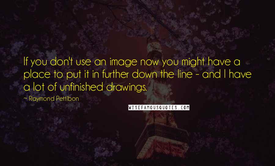 Raymond Pettibon Quotes: If you don't use an image now you might have a place to put it in further down the line - and I have a lot of unfinished drawings.