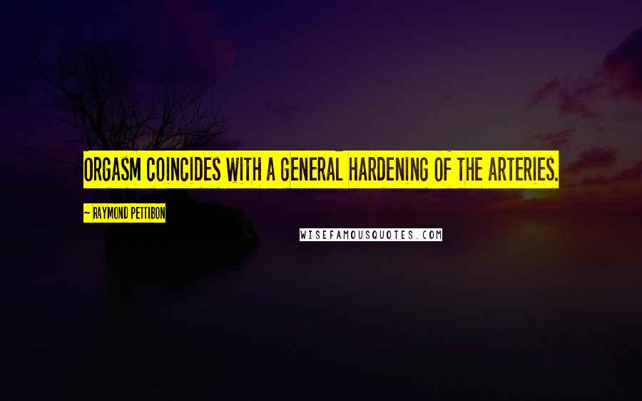 Raymond Pettibon Quotes: Orgasm coincides with a general hardening of the arteries.