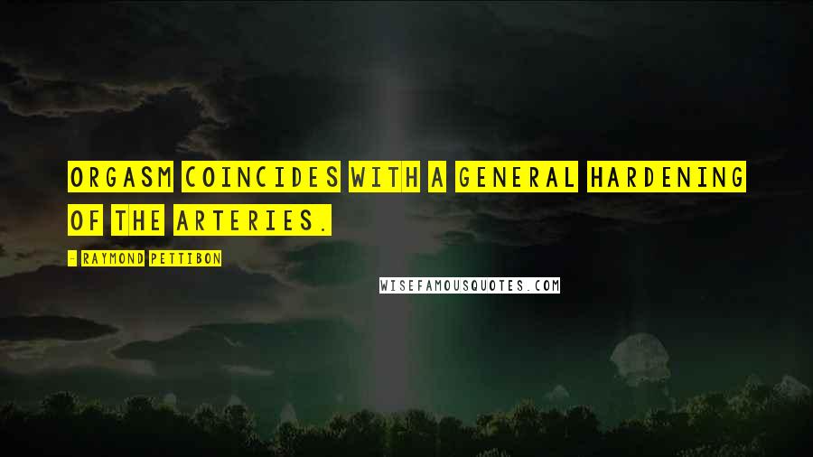 Raymond Pettibon Quotes: Orgasm coincides with a general hardening of the arteries.