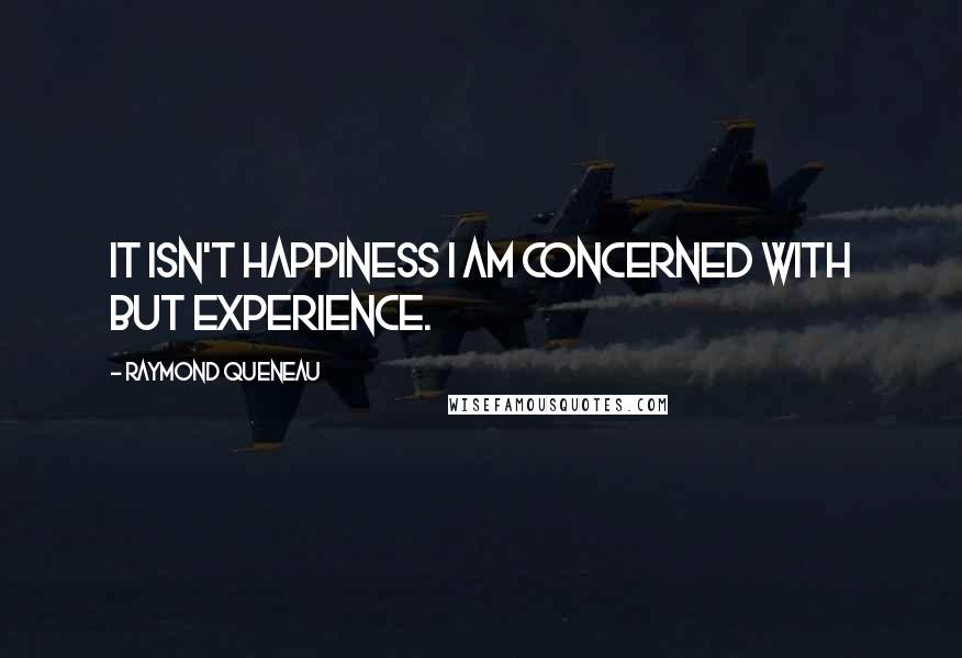 Raymond Queneau Quotes: It isn't happiness I am concerned with but experience.