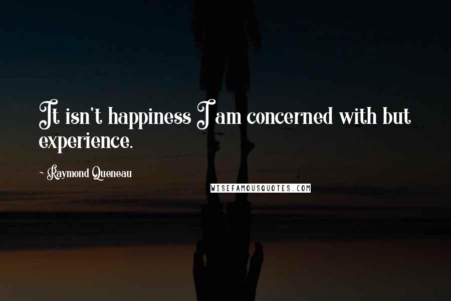 Raymond Queneau Quotes: It isn't happiness I am concerned with but experience.