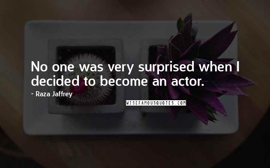 Raza Jaffrey Quotes: No one was very surprised when I decided to become an actor.