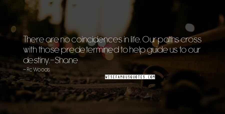 Rc Woods Quotes: There are no coincidences in life. Our paths cross with those predetermined to help guide us to our destiny.-Shane