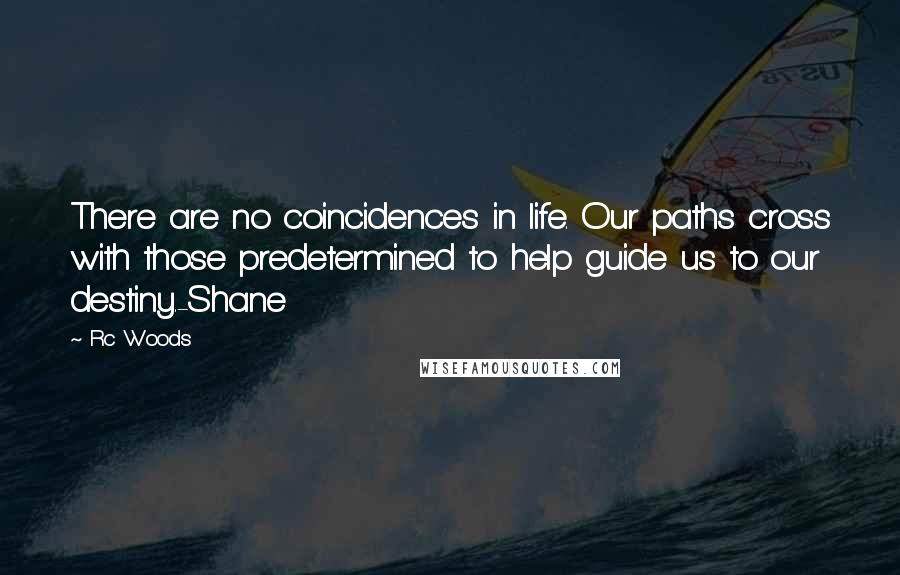 Rc Woods Quotes: There are no coincidences in life. Our paths cross with those predetermined to help guide us to our destiny.-Shane