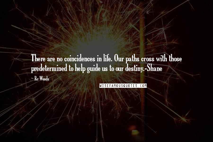 Rc Woods Quotes: There are no coincidences in life. Our paths cross with those predetermined to help guide us to our destiny.-Shane