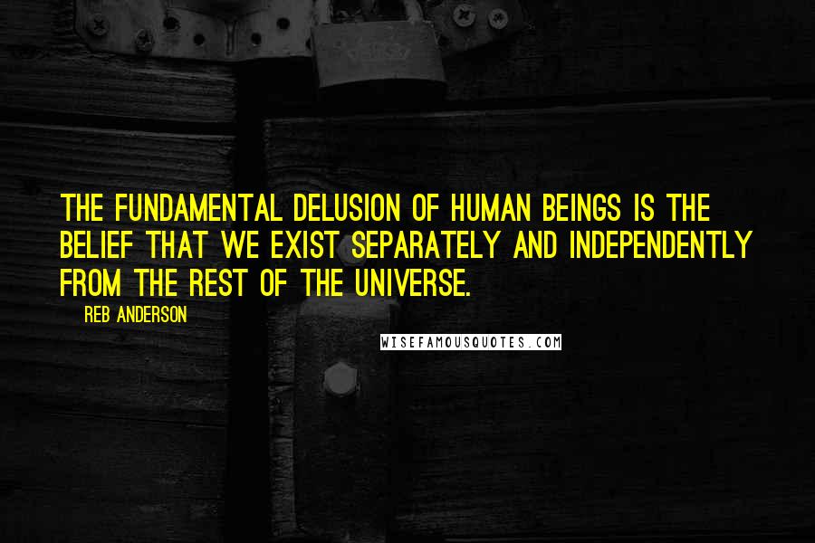 Reb Anderson Quotes: The fundamental delusion of human beings is the belief that we exist separately and independently from the rest of the universe.