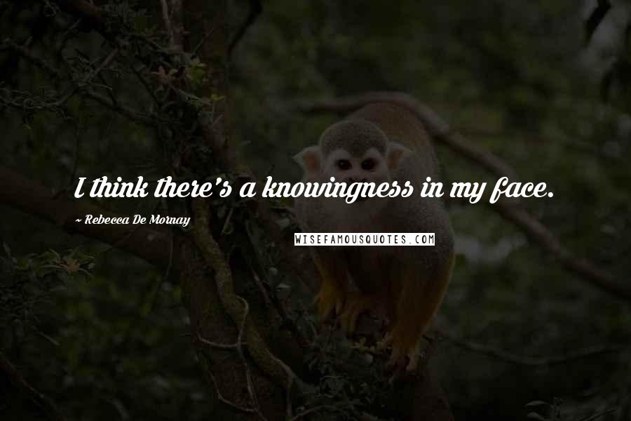 Rebecca De Mornay Quotes: I think there's a knowingness in my face.