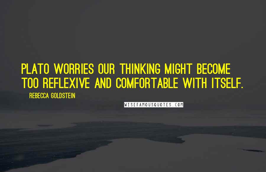 Rebecca Goldstein Quotes: Plato worries our thinking might become too reflexive and comfortable with itself.