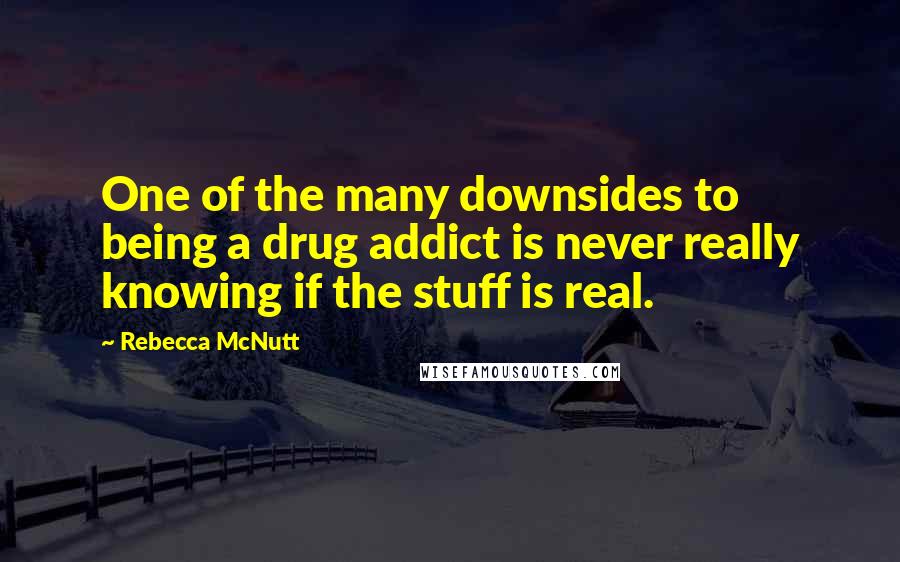 Rebecca McNutt Quotes: One of the many downsides to being a drug addict is never really knowing if the stuff is real.