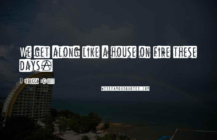 Rebecca McNutt Quotes: We get along like a house on fire these days.